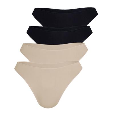 String SASSA "4er Sparpack Damen String Classic Pants", Damen, Gr. 44, bunt (beige schwarz), Obermaterial: 92% Polyamid PA. 8% Elasthan EL., Unterhosen String