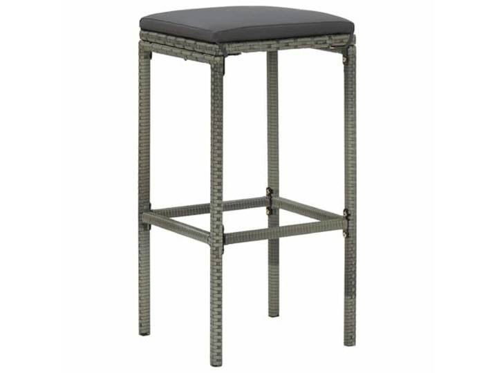 HKLGBVCR Barhocker mit Kissen, 6-teilig, Grau, Polyrattan Stabiler Stahlrahmen, langlebiges Polyrattan, waschbarer Polyesterbezug, bequeme Fußstütze