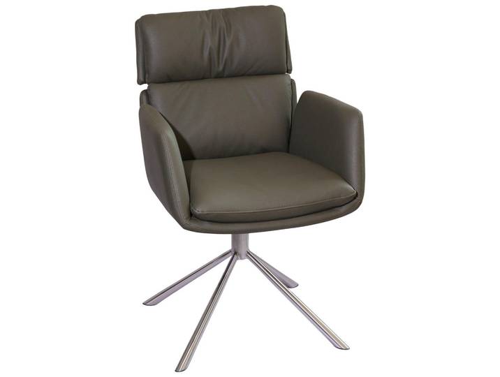 Novel Armlehnstuhl, Grün, Edelstahlfarben, Metall, Textil, Drehkreuz, 60x92x67 cm, SGS-geprüft, Sitzfläche 360° drehbar, Esszimmer, Stuhl, Polsterstühle