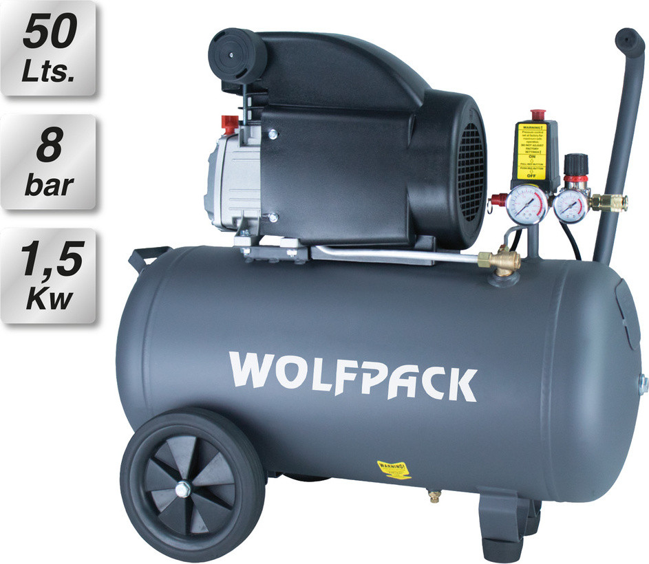 Wolfpack Linea Professional luchtdrukkompressor, 50 liter, 8 bar, 1,5 kW
