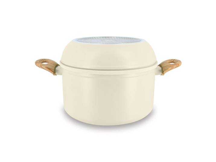 Batterie de cuisine amovible 8 pièces crème en aluminium recyclé