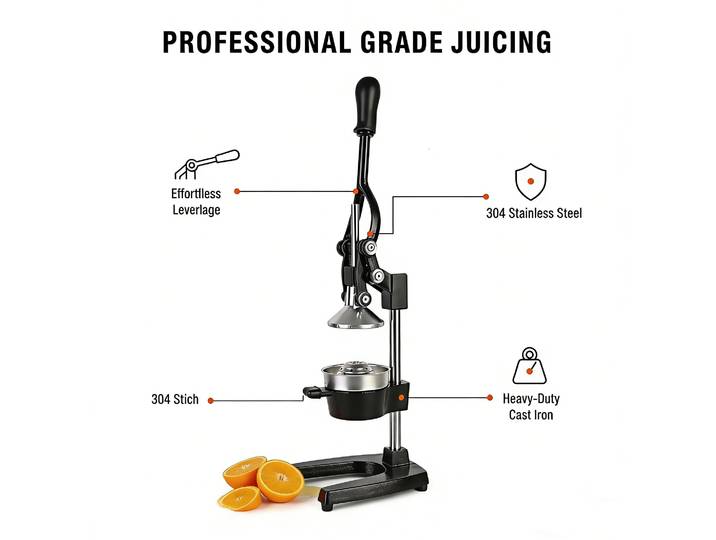 Presse-agrumes Siazih en fonte, presse-agrumes manuelle pour usage commercial, presse de comptoir robuste pour jus d'orange frais