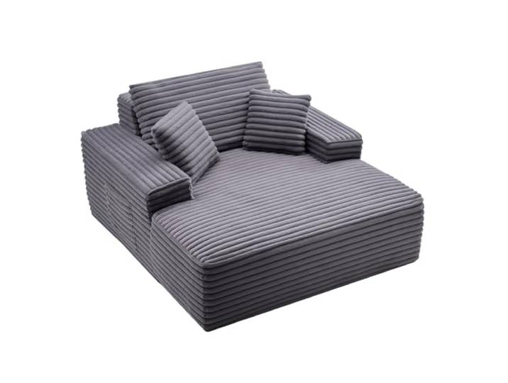 VEVOR Chaiselongue Relaxliege 124 cm, gepolstertes Schlafsofa mit Dekokissen & Armlehnen, Schlafcouch mit tiefer Sitzfläche für Wohnzimmer Schlafzimmer, Loungesessel aus hochelastischem Schwamm