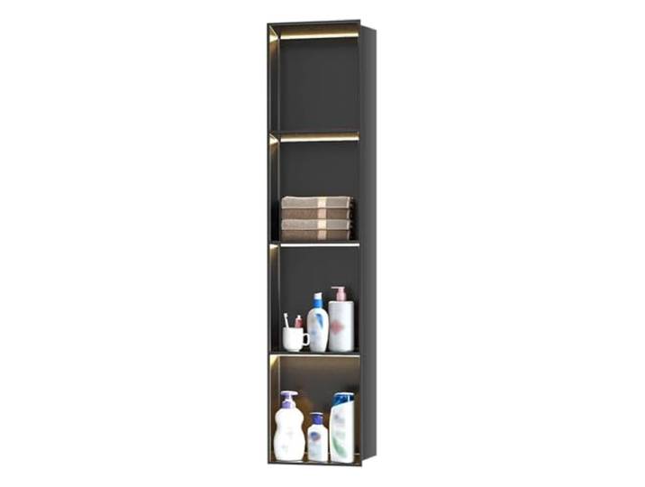 Wunilatev Regal für Duschwandnische Stainless Steel Shower Wall Niche Kit Black Multiple Sizes Bathroom/Kitchen Storage(120x28cm)