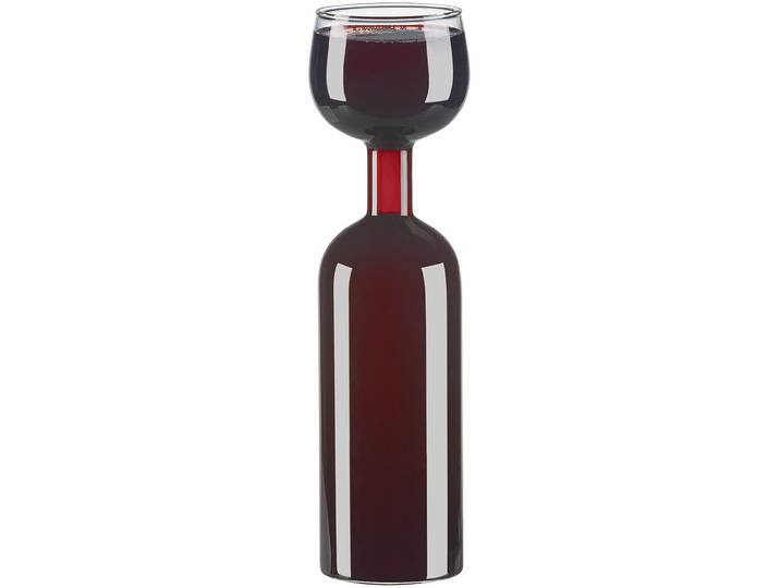 2in1-Weinflasche und XXL-Glas aus Echtglas, 750 ml
