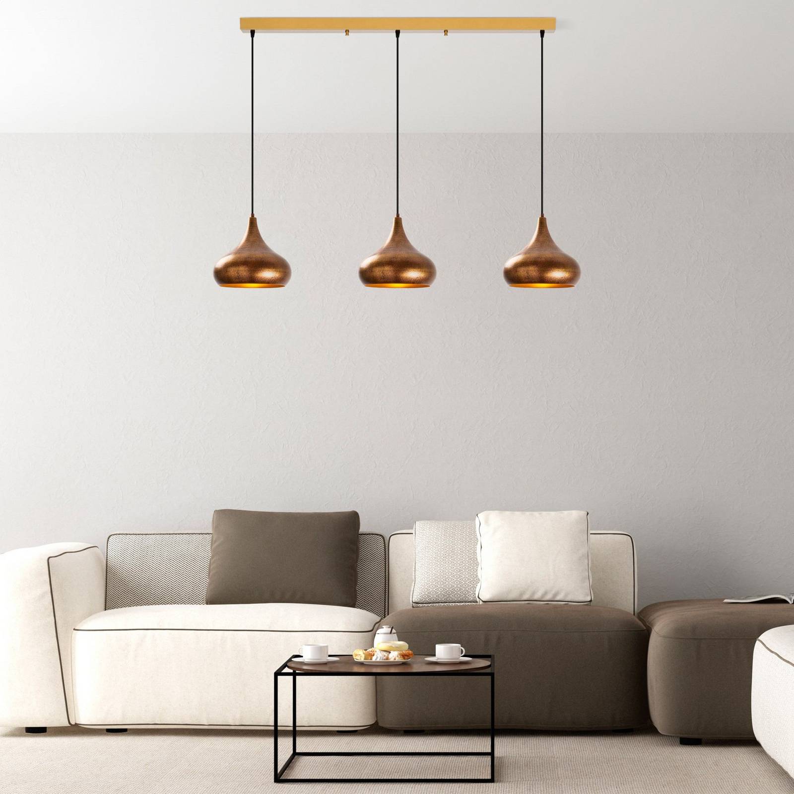 Pendant Light Muba Opviq, dimmable, Bronze / antique brass, Living / Dining Room, metal, Ceiling Light