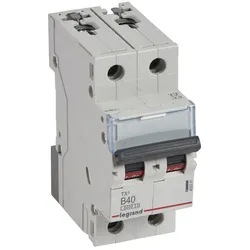 Legrand 403391 TX3 Leitungsschutzschalter B-Charakteristik, 40A, 2-polig, 6kA, 400VAC, 2TE