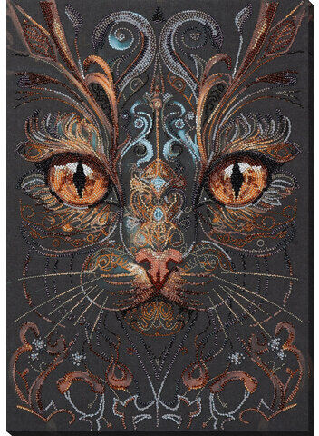 Perlen-Stickbild "Katzenblick", 30 x 43 cm