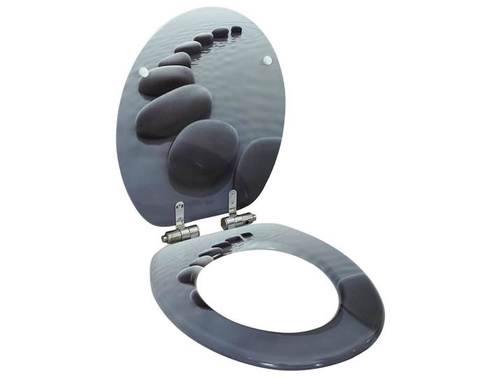 vidaXL Toilettensitz mit Soft-Close-Deckel MDF Stein-Design