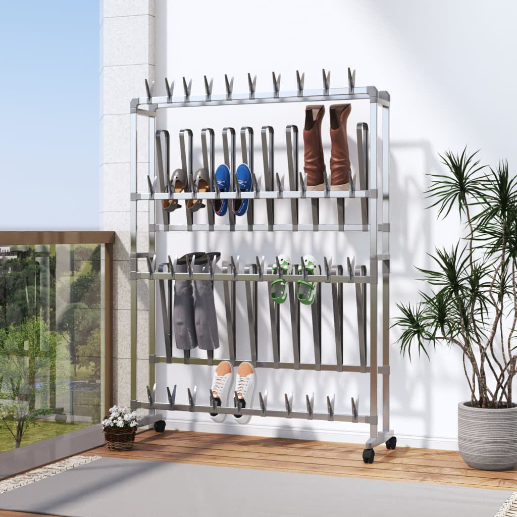 Rebrilliant 40 Pair Shoe Rack Silver 40