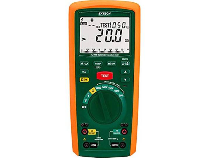 Extech MG320 Isolationsprüfer Isolation bis 20 GOhm, 5 Testspannungen 50-1000V, PI/DAR, True RMS DMM bis 600V, CAT IV 600V