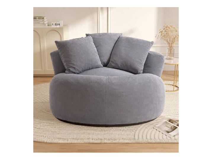 ANYSUN Sitzsack 120x120x65cm Cord Premium Sofa mit 3 extra Kopfkissen (Übergroßer runder Sitzsack, tiefe Sitzfläche, einzelnes Cloud Lounge-Sofa), für Wohnzimmer, Schlafzimmer, Wohnung, Spielzimmer & Office