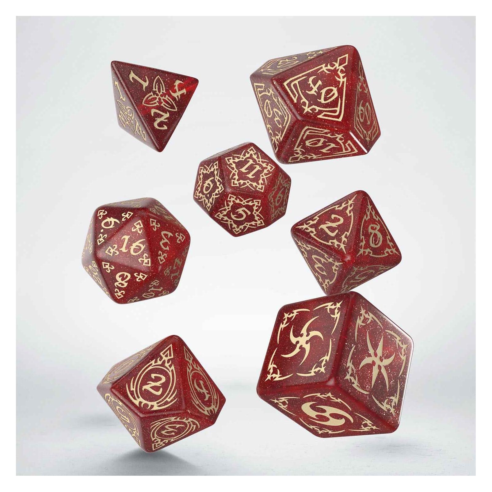 Q Workshop Tribal Dice Set: Shimmering red & Beige (437635)
