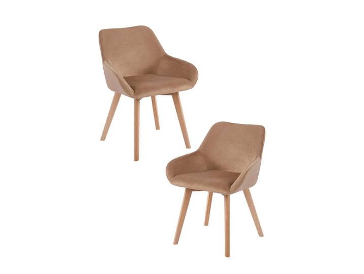 2er Set Venly Samt Stühle - Champagne