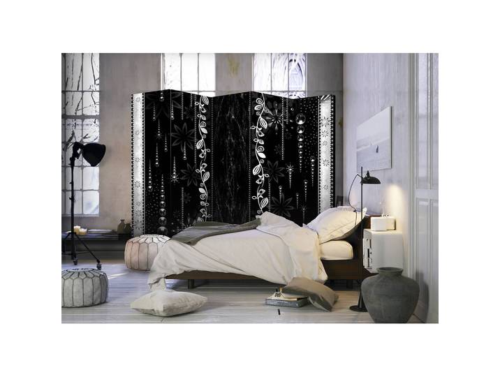 Paravent Black Elegance Polaire Noir 225 x 172 x 3cm 5 éléments