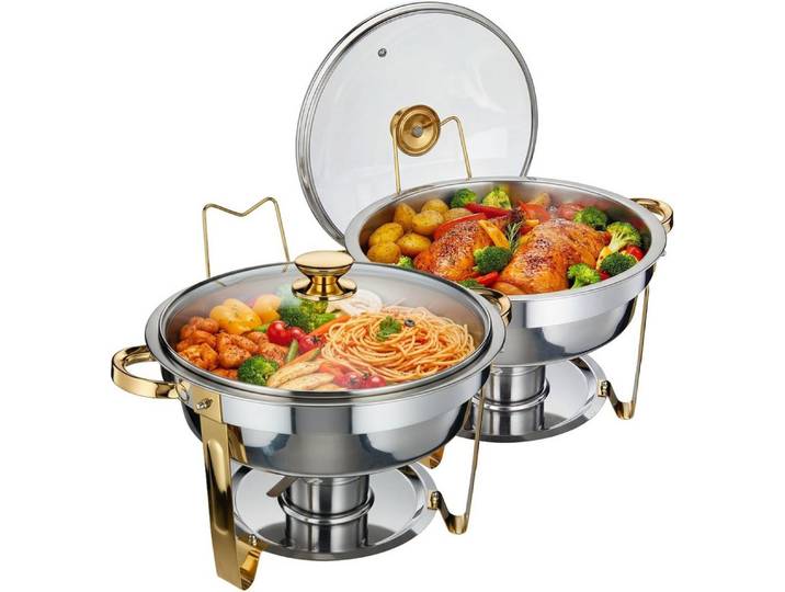 GarveeMore Speisenwärmer 5 Qt Runde Chafing Dish Buffet Set 2 Stück