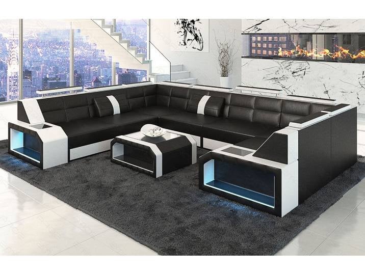 Wohnlandschaft Pesaro U-Form aus Leder