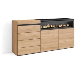 SKRAUT HOME Schubladenschrank, Schrank mit Schubladen, 157x35x75cm, Schlafzimmer, Elektroherd, Moderner Stil, Eiche _ 455_4