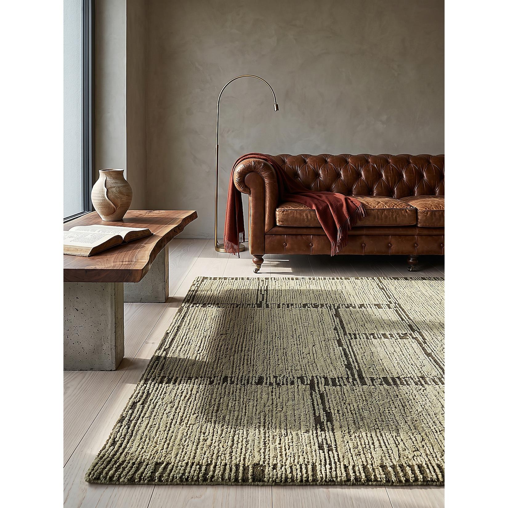 Wollteppich Hoch-Tief Salbeigrün 140 x 200 cm - GANNEL Kadima Design