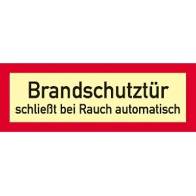 Aufkleber Brandschutztür schließt bei Rauch automatisch, Folie, nachl.,160-mcd, 297x105 mm
