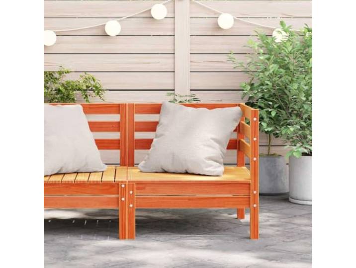 KTHLBRH Ecksofa für den Garten, aus Massivholz, Kiefer, Braun Wachs Modulares Design, Lattenrost, bequeme Rückenlehne, 110 kg pro Sitz, für Terrasse und Terrasse