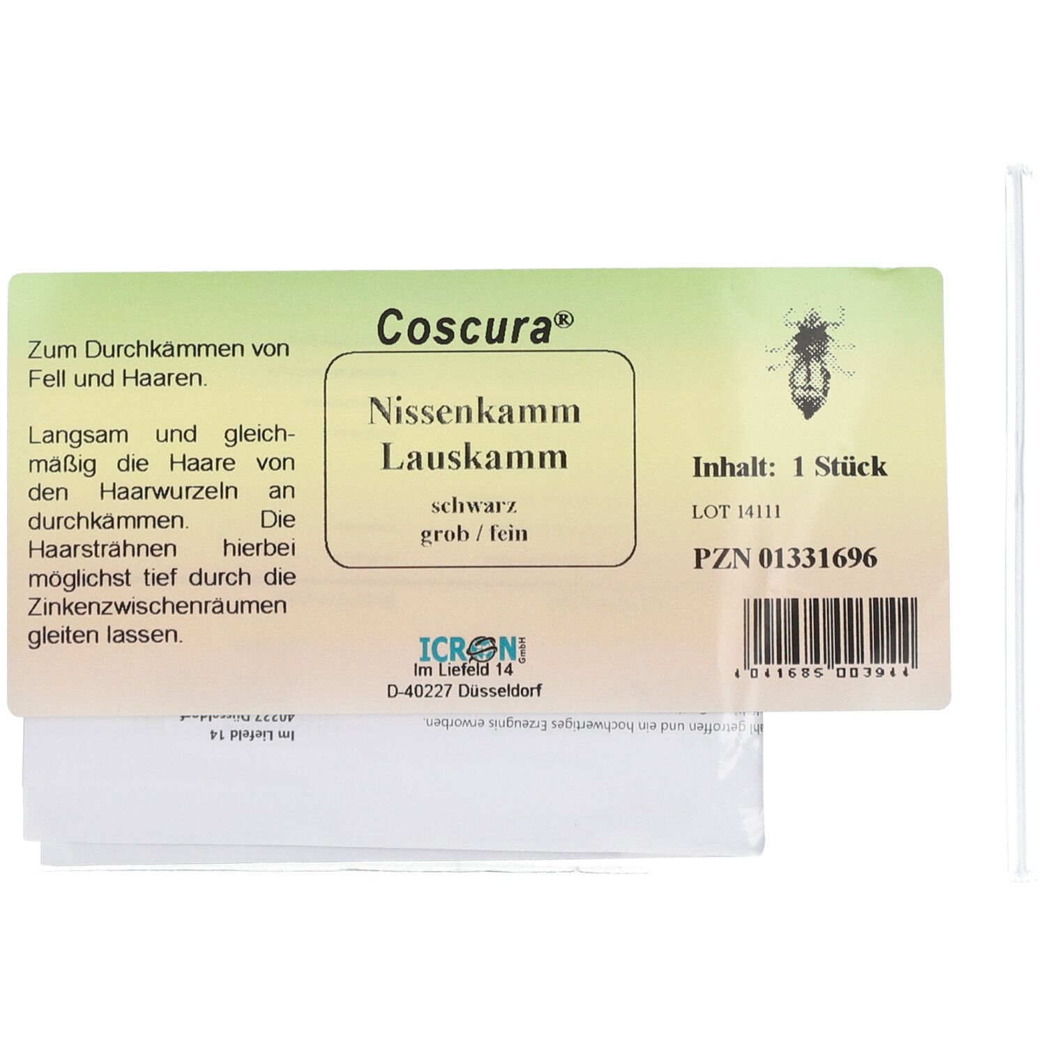 Nissenkamm Lauskamm grob/fein Kunststoff Coscura 1 St Kamm