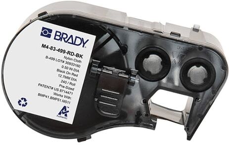 Brady M4-83-499-RD-BK etiquetas de tecido de nylon preto sobre vermelho Ø 12,7 mm
