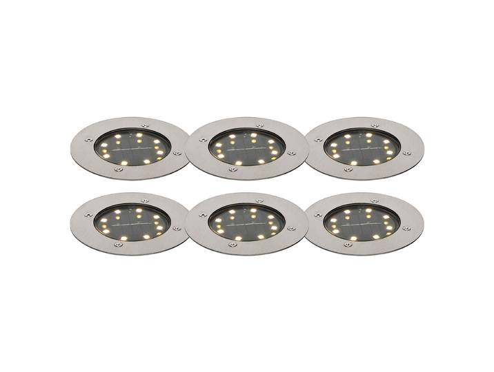 Lot de 6 spots de sol couleur acier avec LED IP65 solaire - Terry