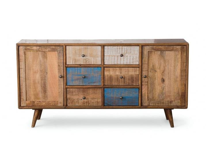 JVmoebel Sideboard Sideboard Kommode 2 Türen 9 Schubladen Massivholz Vintage Retro (1-tlg)
