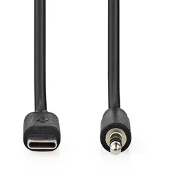 Nedis USB-C Adapter - USB 2.0 - USB-C Stecker - 3.5 mm Stecker - 1.00 m - Rund - Vernickelt - Schwarz - Label