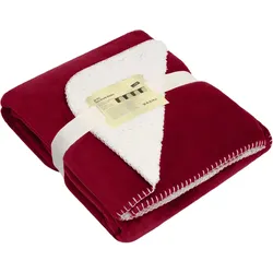 James & Nicholson Velours Decke JN955 burgundy/natural one size