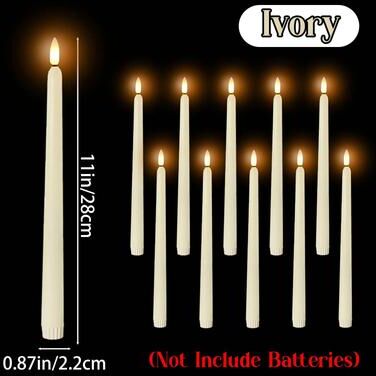 Uplift Treasures LED Flameless Flickering Taper Candles ivory 36pcs