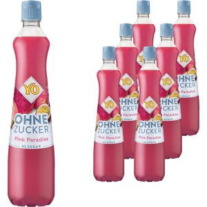 YO Sirup Pink Paradise, zuckerfrei, Getränkesirup für ca. 38 Liter Fertiggetränk, 6x 700 ml
