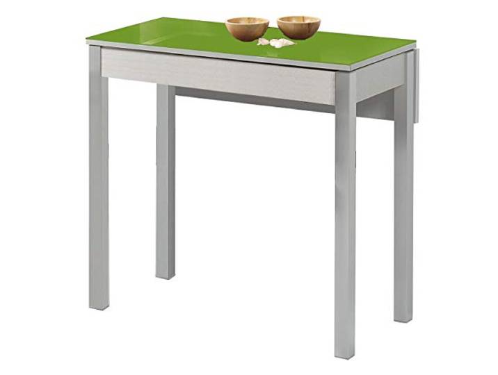 ASTIMESA Küchentisch mit Flügel aus Glas, grün, 50 x 90 cm