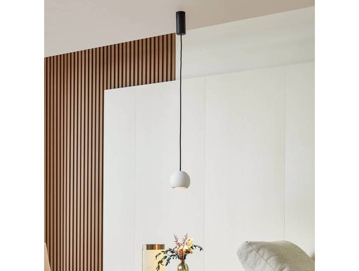 Hanglamp Darkorin, wit / opaal, Woon-/ Eetkamer, Gips / Klei, Design