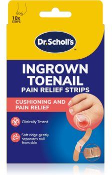 Scholl Dr. 's Ingrown Toenail Pain Relief Strips adesivos de proteção para crescimento de unhas 10 un.. Dr. 's Ingrown Toenail Pain Relief Strips