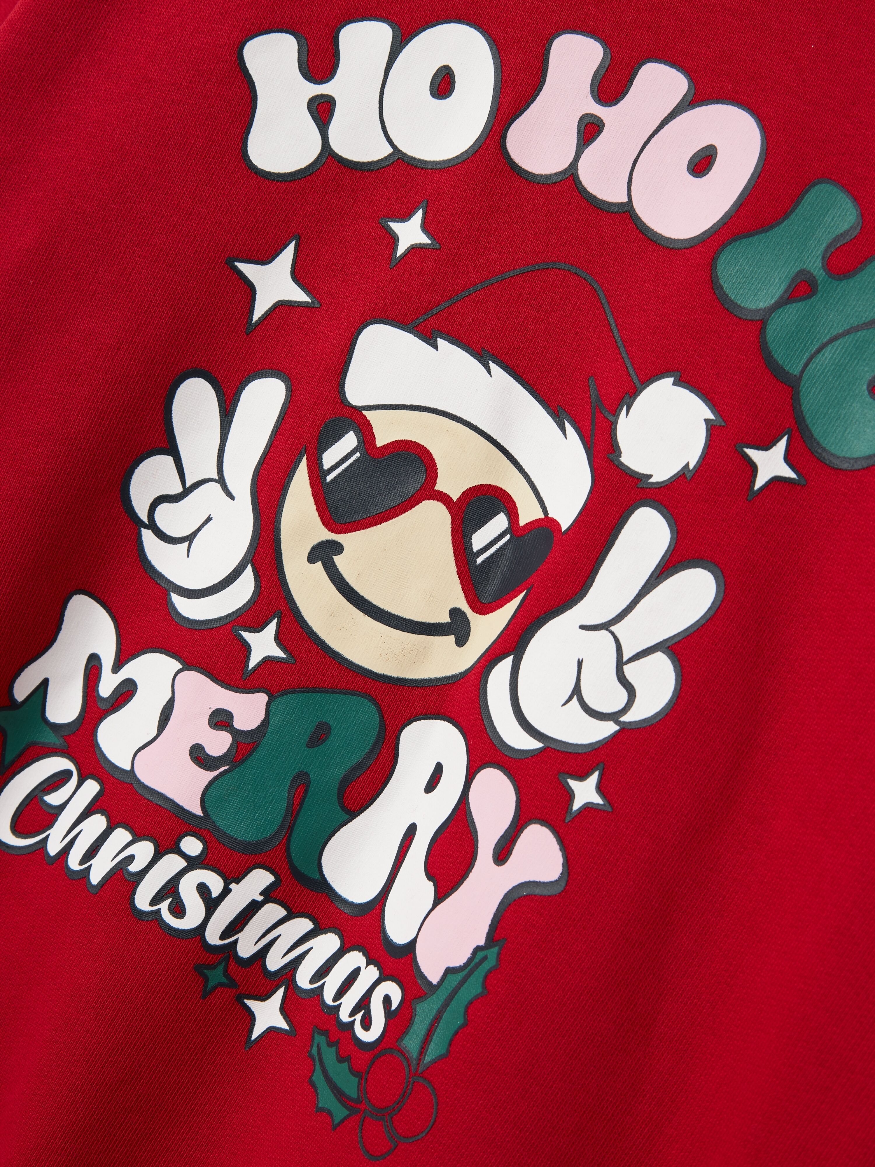 Sweatshirt NAME IT "NKFVISMAS LS NREG SWEAT BRU", Mädchen, Gr. 116, rot (jester rot print:xmas bow), Sweatware, Obermaterial: 100% Baumwolle, bedruckt, normal, Rundhals, Sweatshirts Sweatshirt jester rot print:xmas bow 116