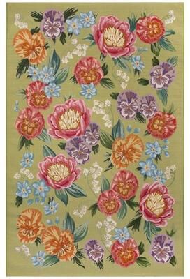 Trans Ocean Import Co Inc "Secret Garden Rectangle Rug, 6'6"" x 9'4"", Pale Green"