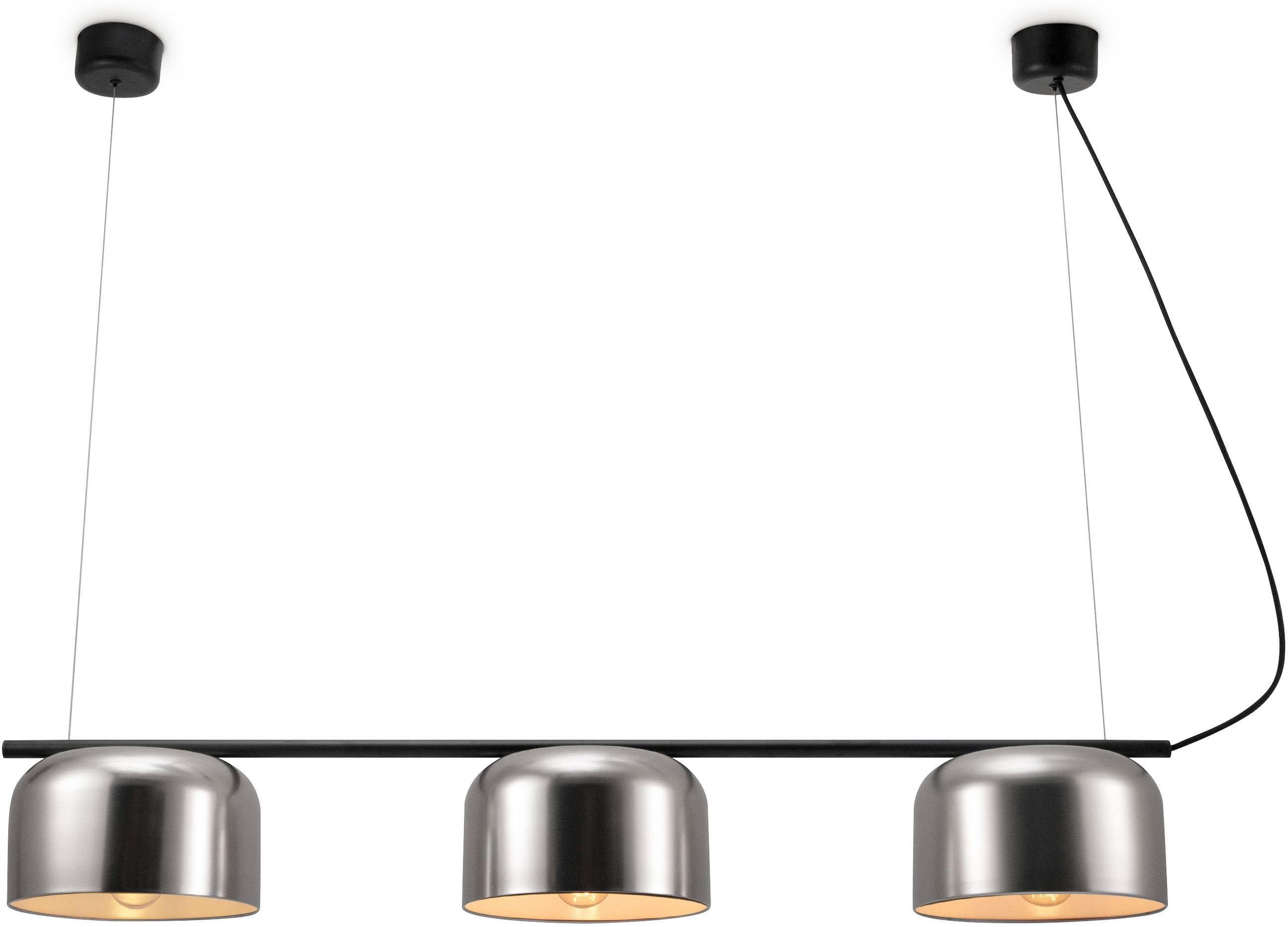 PACO HOME Pendelleuchte "BOWL", silber (nickel matt, weiß), 3, Leuchten, Pendelleuchte