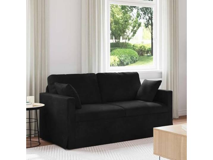 KFPOERTFGD Sofa Samt Schwarz 158 x 78 x 80 cm Sitzbank Modulares Design, Ergonomischer Komfort, Holzarmlehnen