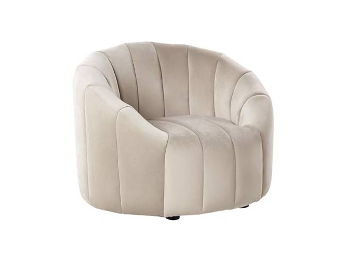 Sessel gemütlich Samt beige gesteppt oval Muschelform niedrige Lehne Malung