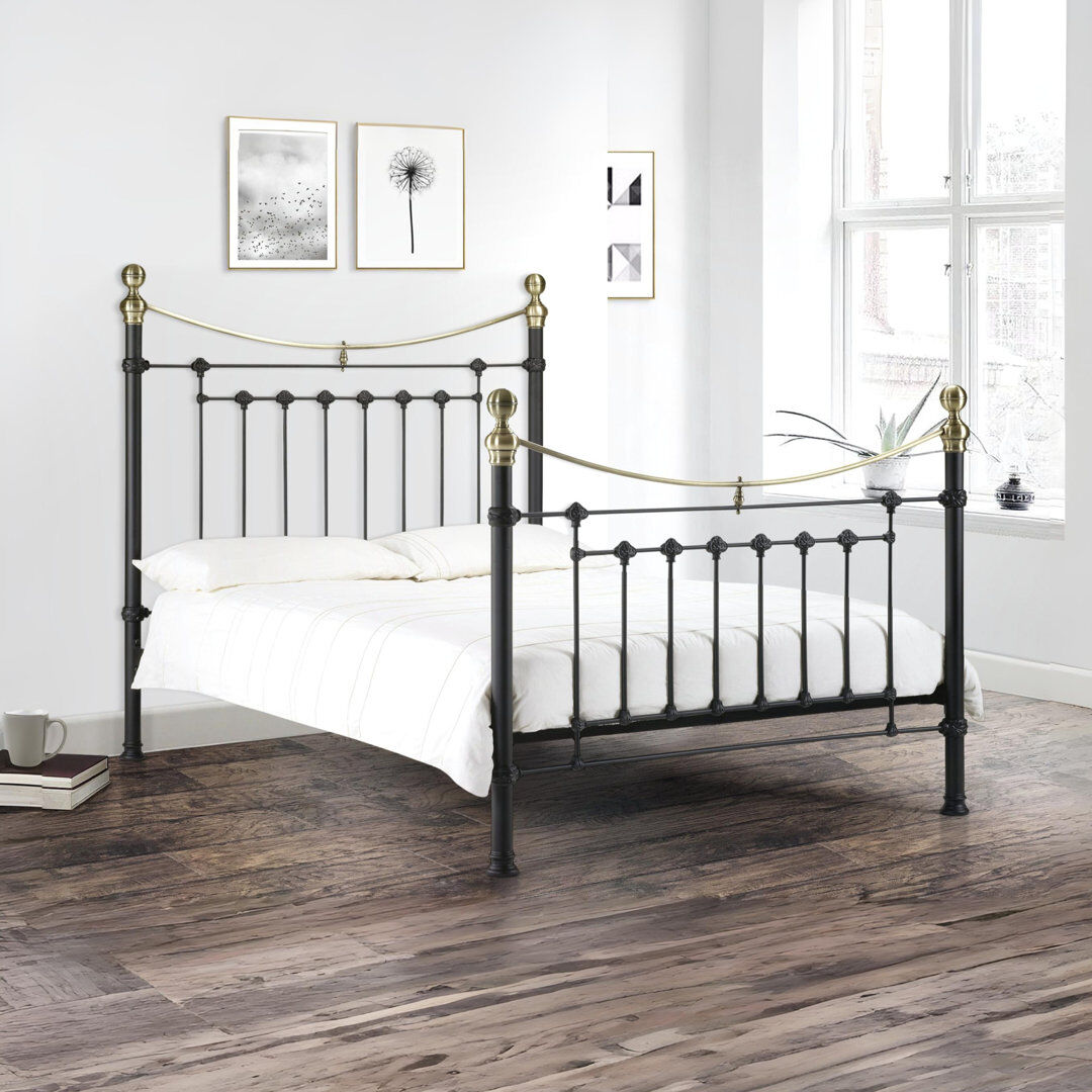 Three Posts Hudson Steel Bed Satin Black Double (4'6)