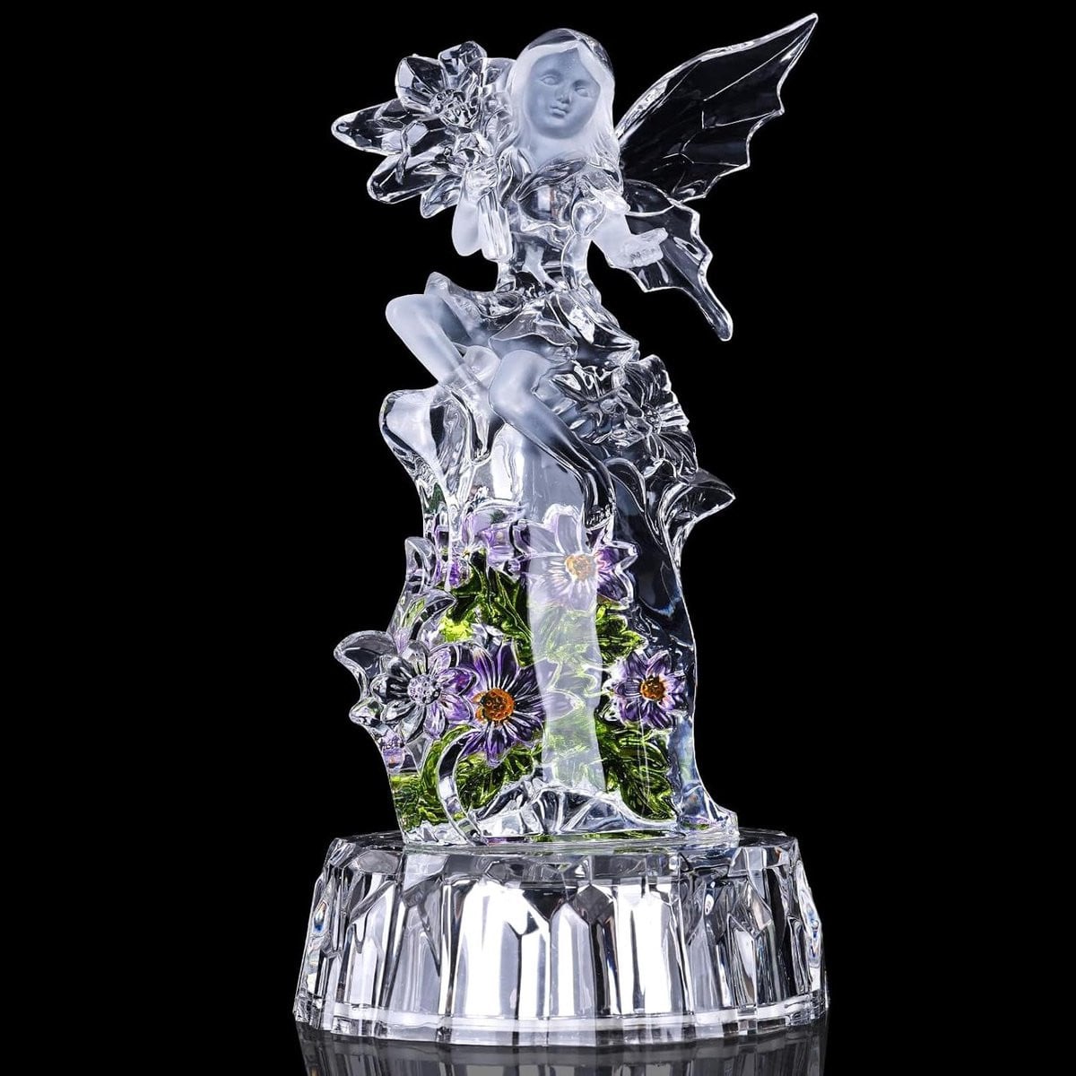 Decoratief Engel Beeldje Biddende Vrouw met LED-verlichting Wit - Hoogte: 20,1 cm