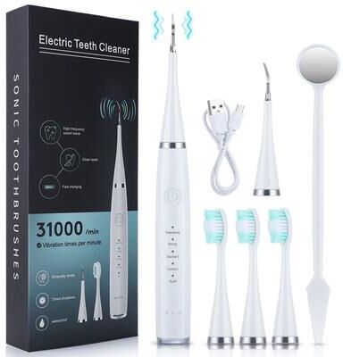 Inspire Essentials Ultrasonic Dental Scaler Electric Plaque And Tartar Remover Tooth Cleaning Device white