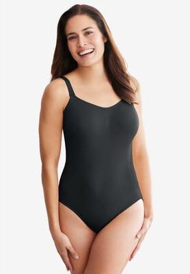 Plus Size Women's Instant Shaper Medium Control Seamless Bodysuit by Secret Solutions in Black (Size 18/20)