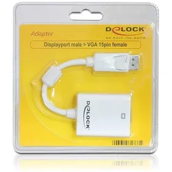 DELOCK Adapter Displayport-St > VGA-Bu weiss, 0.12m