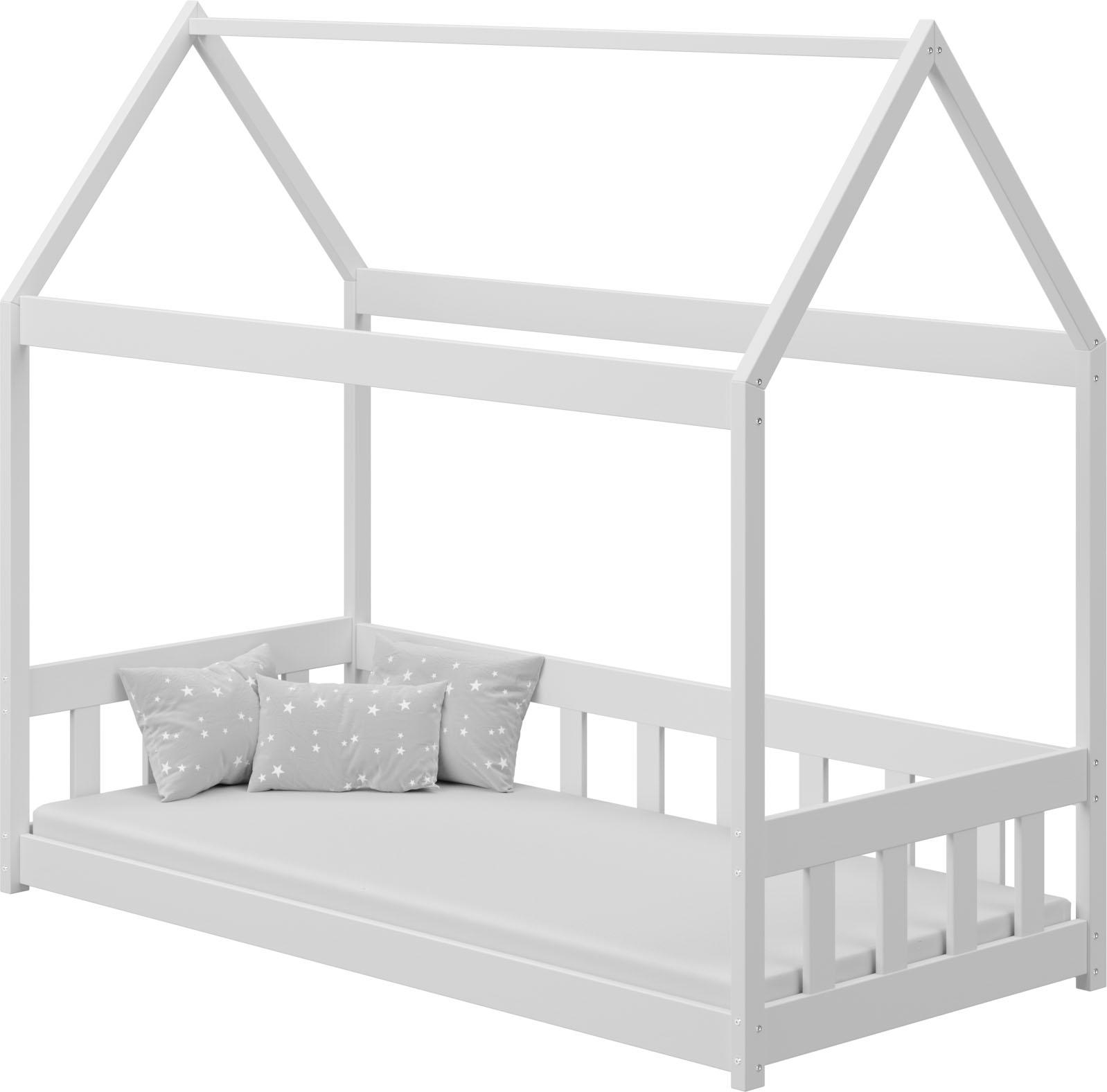 Hausbett Kinderbett Haus Weiß 90x190 - Kleinkindbett Holz für Jungen und Mädchen - Skandinavisches Design - Ohne Matratze