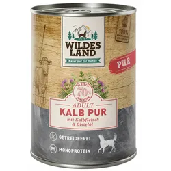 1x400 g Wildes Land PUR Adult Nassfutter für Hunde - Kalb mit Distelöl