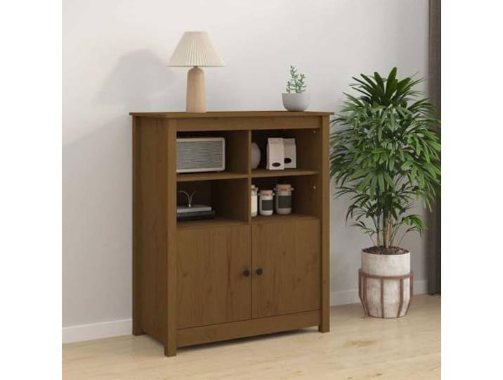 HEFZGDB Massives Kiefernholz Sideboard Wohnzimmer mit 6 Fächern Stauraum für Bücher und Multimedia-Geräte - Minimalistisches Massivholz Sideboard Kiefer im Landhaus-Stil rustikal modern