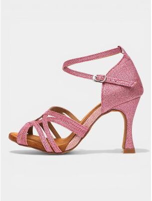 LightInthebox Women's Pink Latin Dance Shoes, Strappy Open Toe Ankle Strap Practice Heels for Salsa, Tango, Ballroom Training